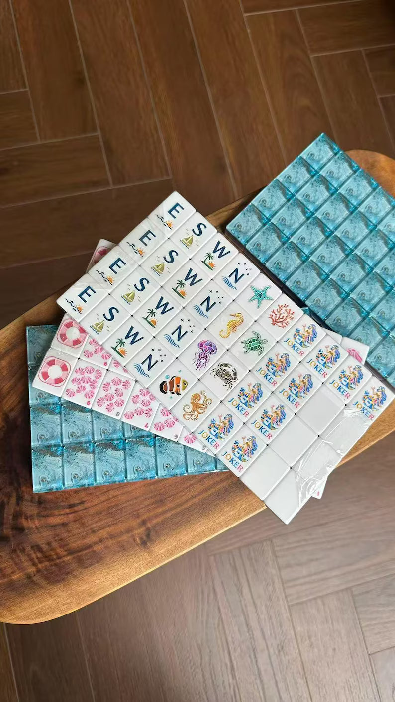 Ocean Blue Mermaid Mahjong, 160 Tiles